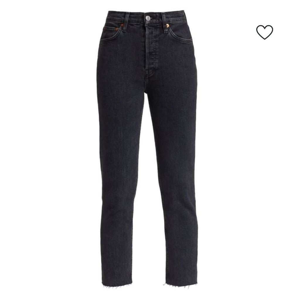RE/DONE 90s High Rise Ankle Crop Jeans Black Stoned Noir Size 23 NWT